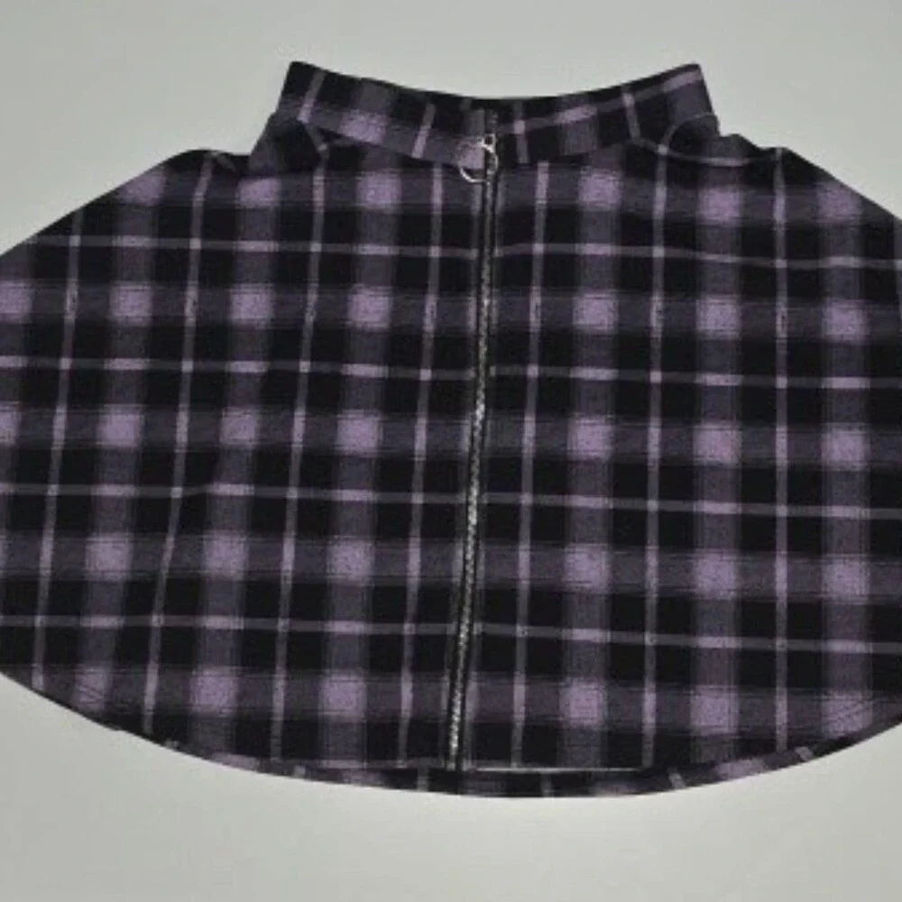 XS - Hot Topic Midnight Hour Pink and Black Plaid Pleated Mini Skirt Polyester - Picture 7 of 8